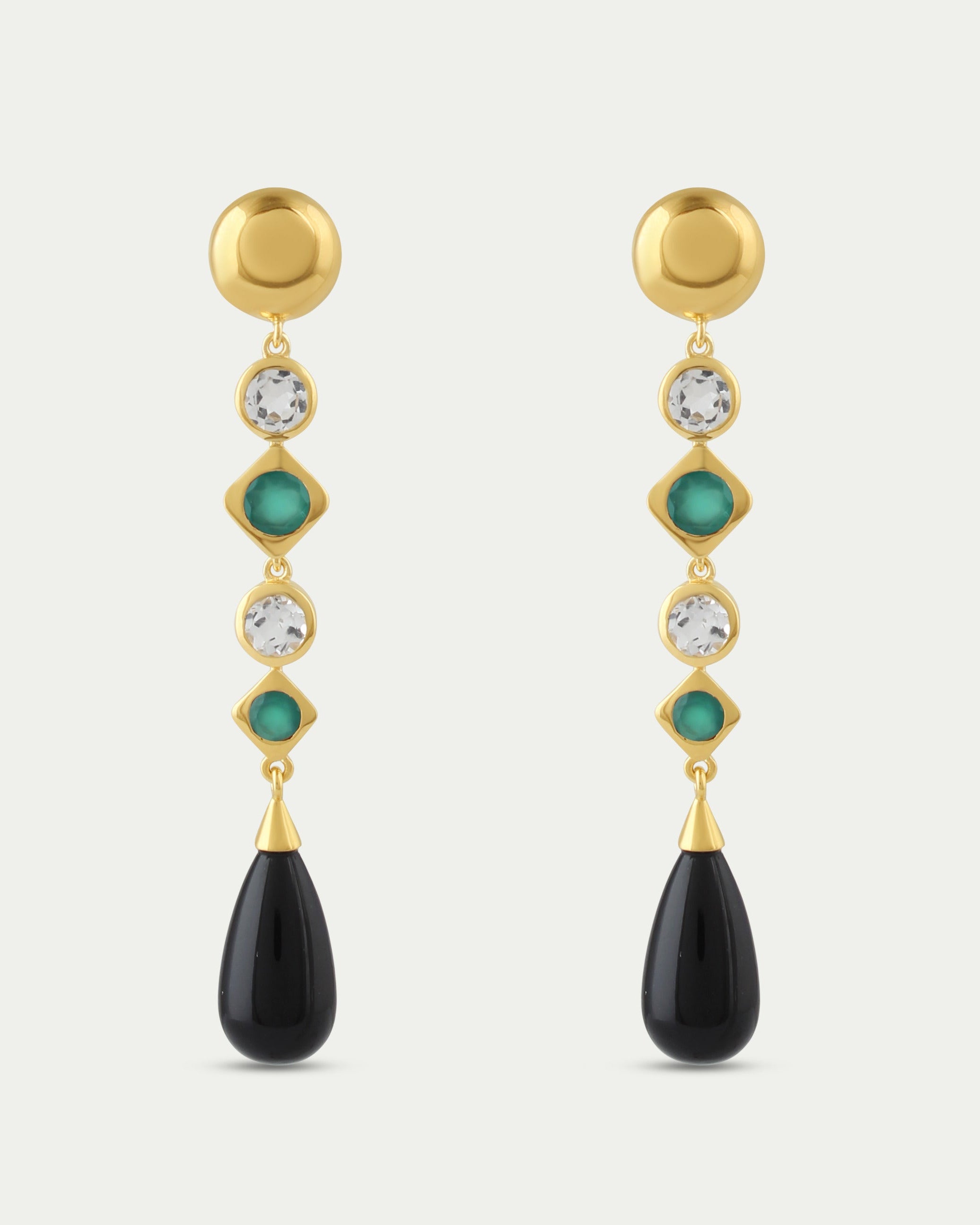Carmen Deco Drops - Green Onyx & White Topaz