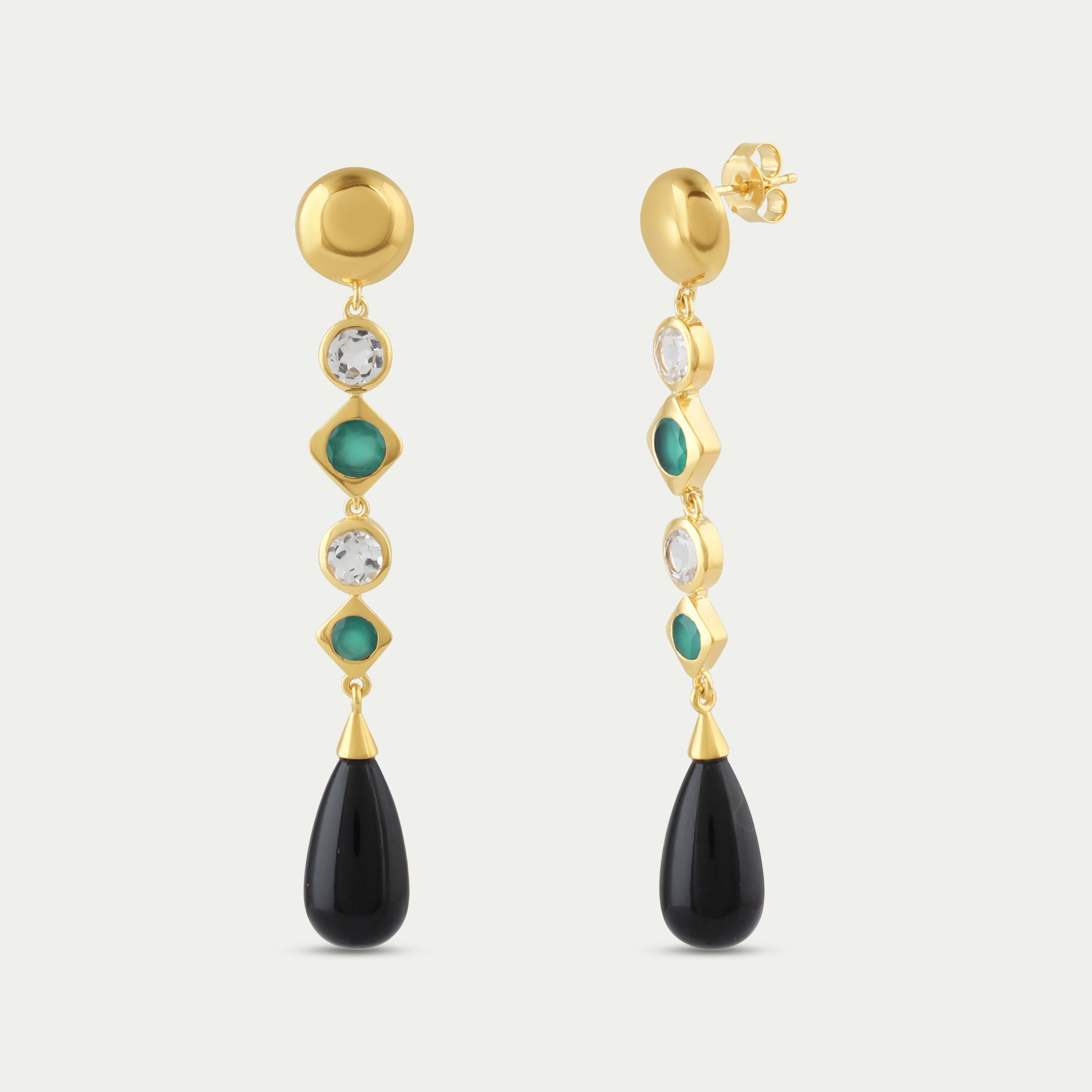 Carmen Deco Drops - Green Onyx & White Topaz