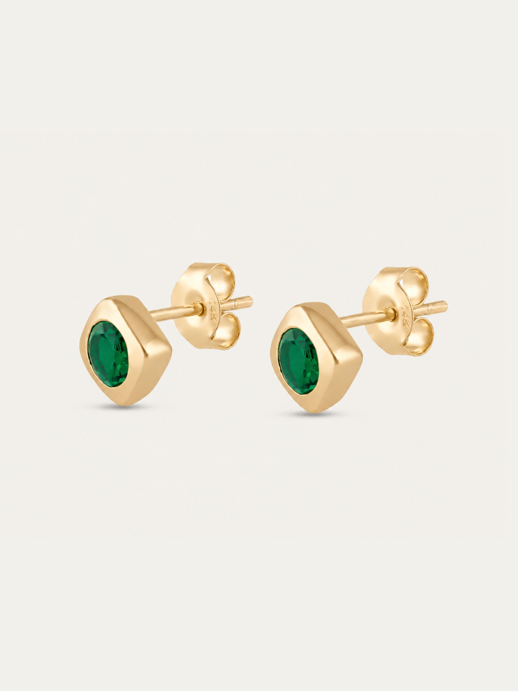 Deco Studs Gold - Green Onyx