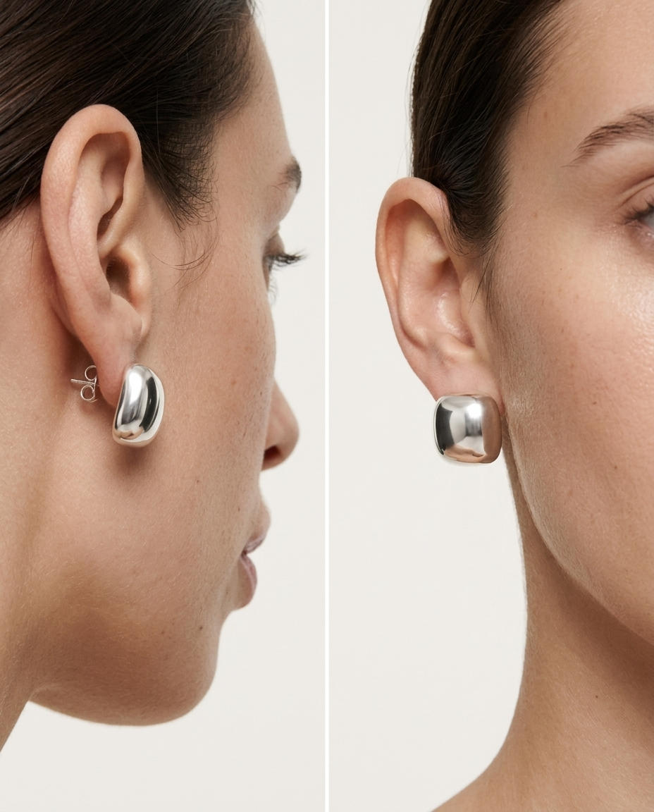 Kathleen Pillow Earrings – Sculptural Silver Stud Earrings