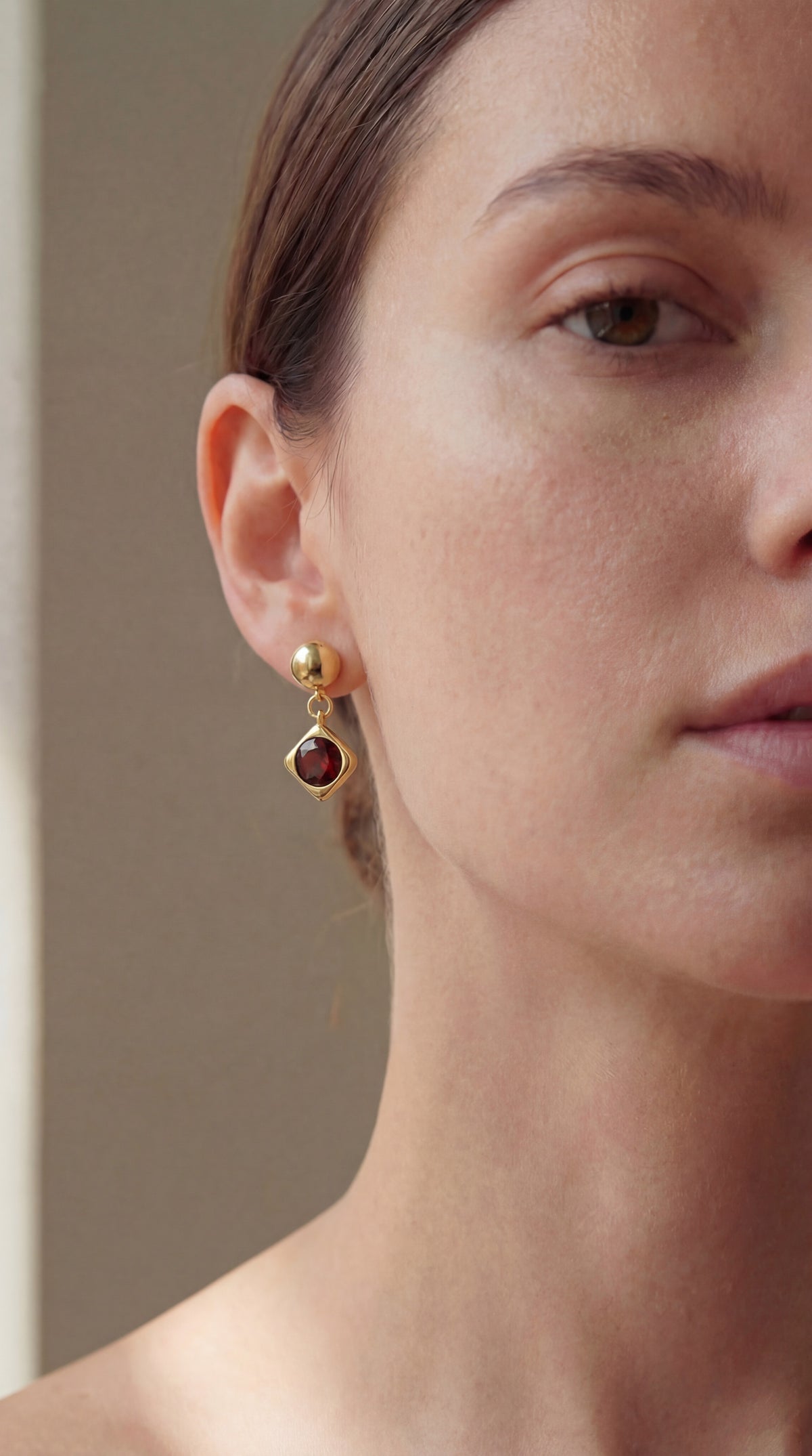 Lela Drop Earrings - Red Garnet