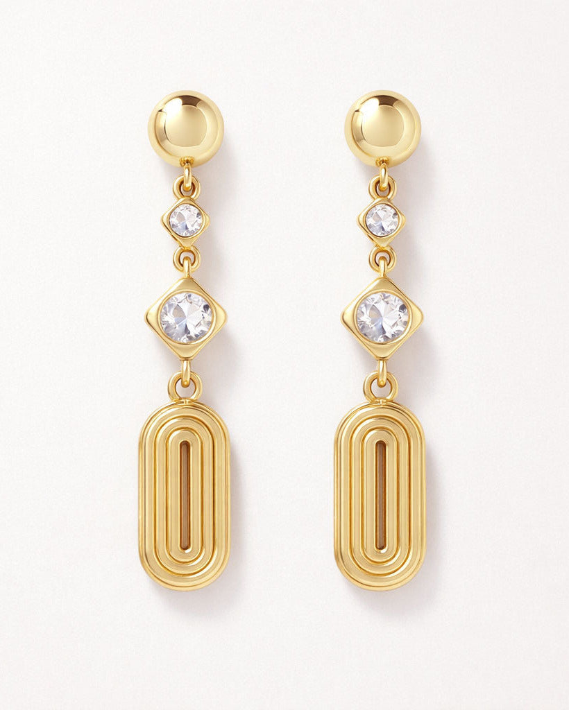 Louis Deco Drops - Gold White Topaz