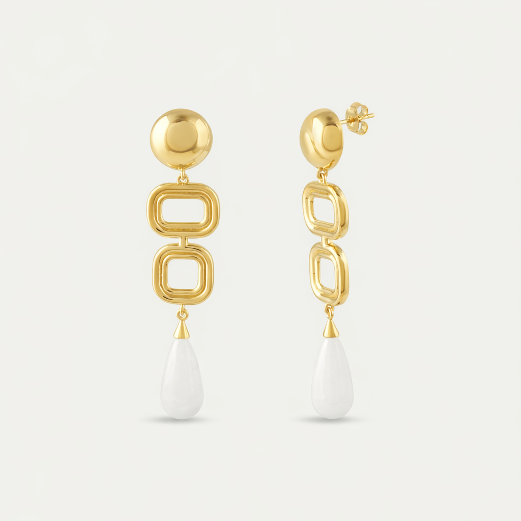 Marcela Earrings - White Agate