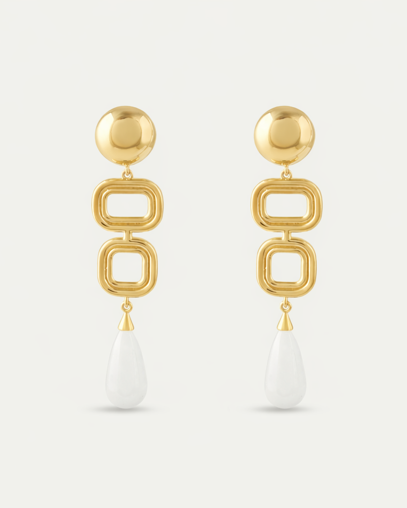 Marcela Earrings - White Agate