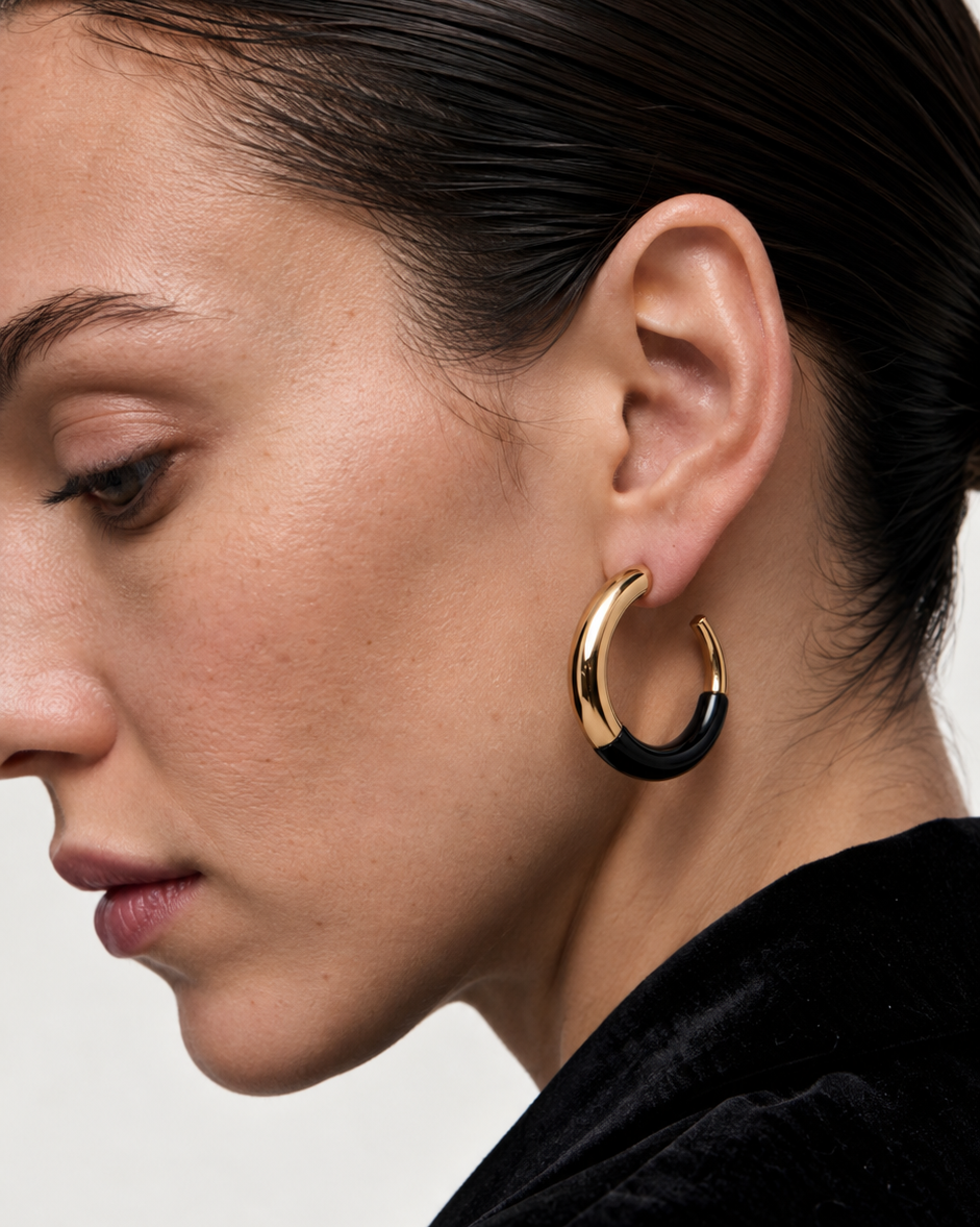 Two-tone Maggie Hoops - Black Onyx