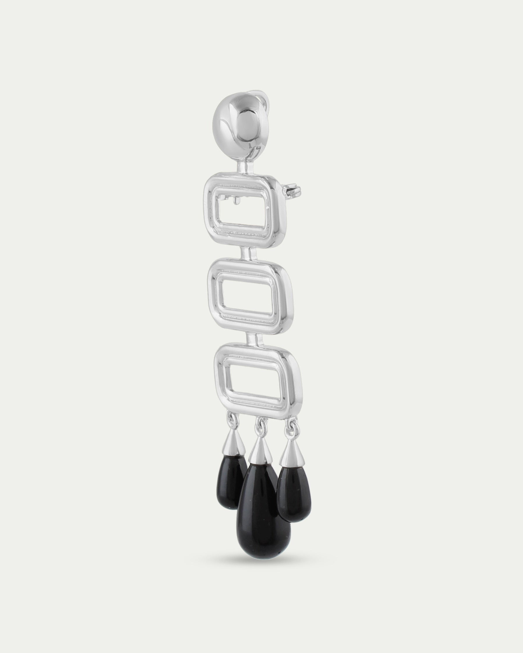 Marcela Brooch - Deco Onyx Brooch/Pendant Silver