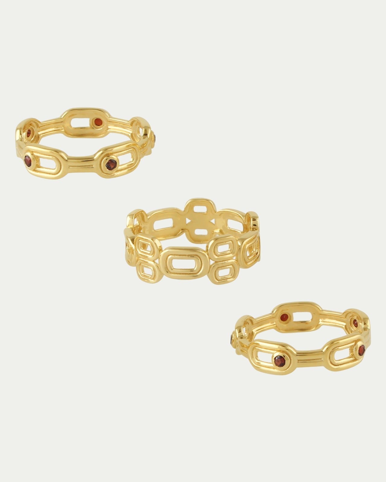 Silvana Link Rings - Red Garnet