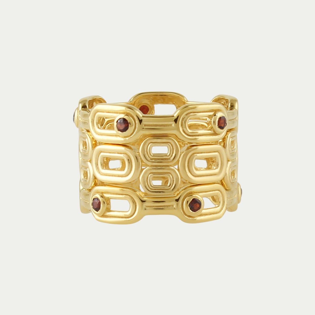 Silvana Link Rings - Red Garnet