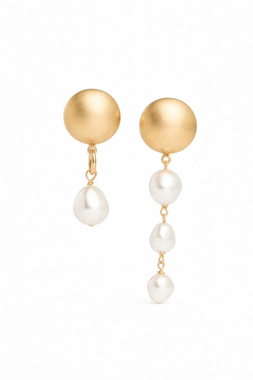 Sol Earrings - Gold & White Pearl