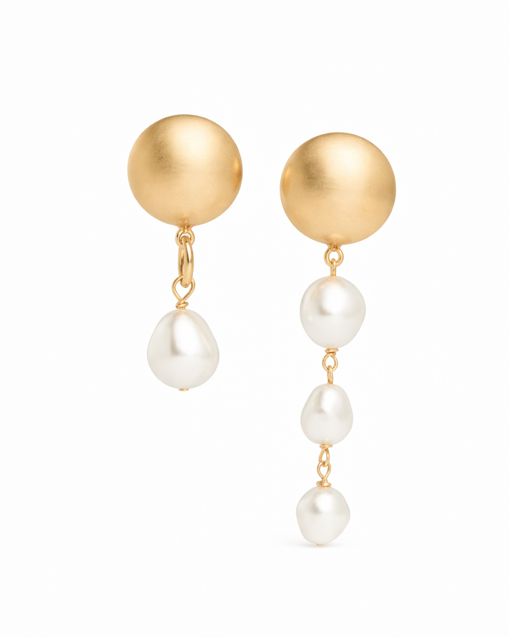 Sol Earrings - Gold & White Pearl
