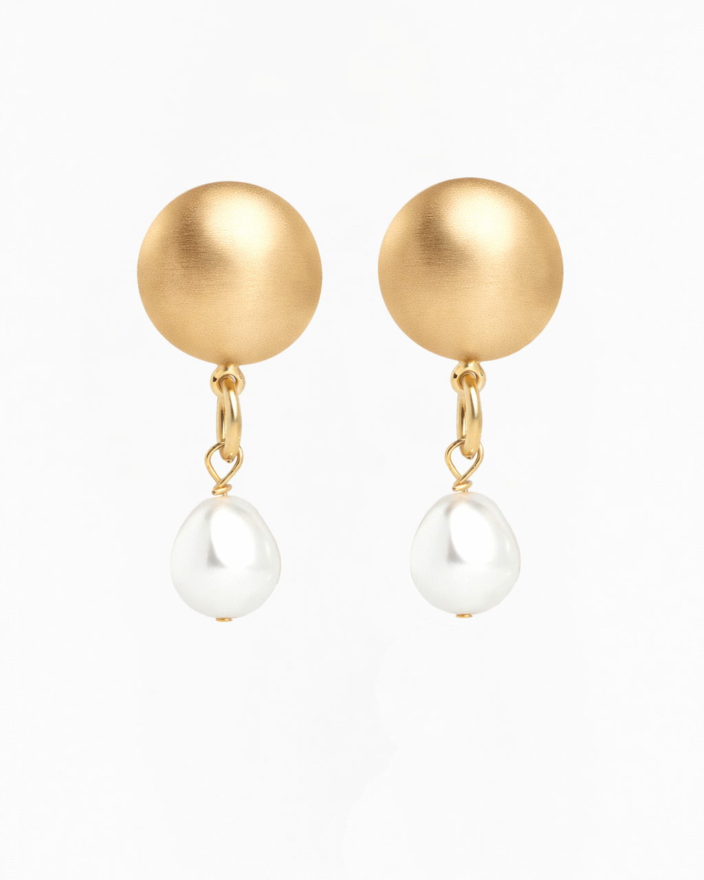 Sol Earrings - Gold & White Pearl