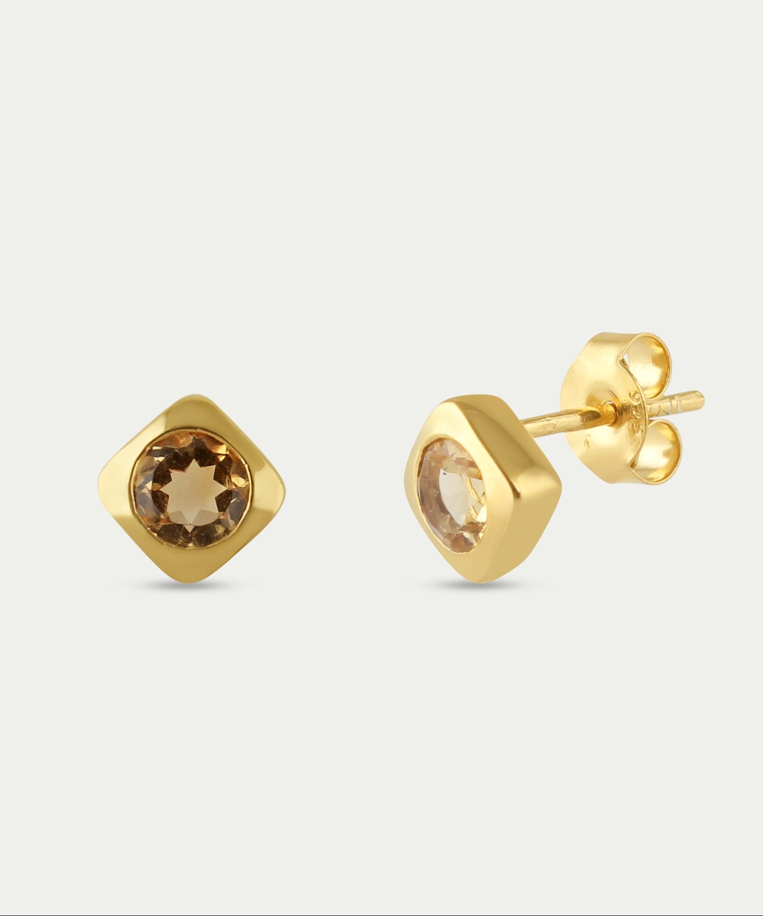 Deco Studs Gold - Citrine