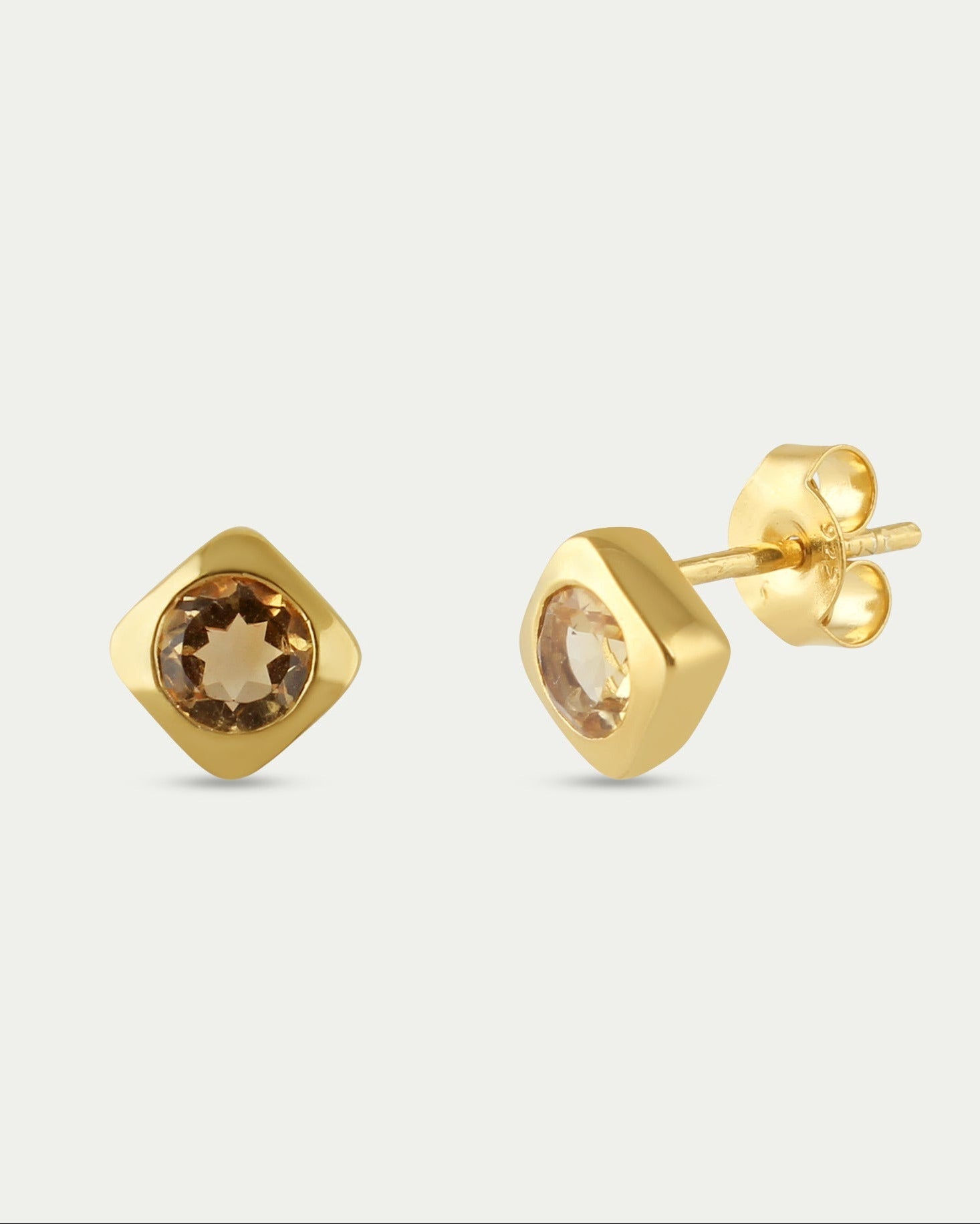 Deco Studs Gold - Citrine