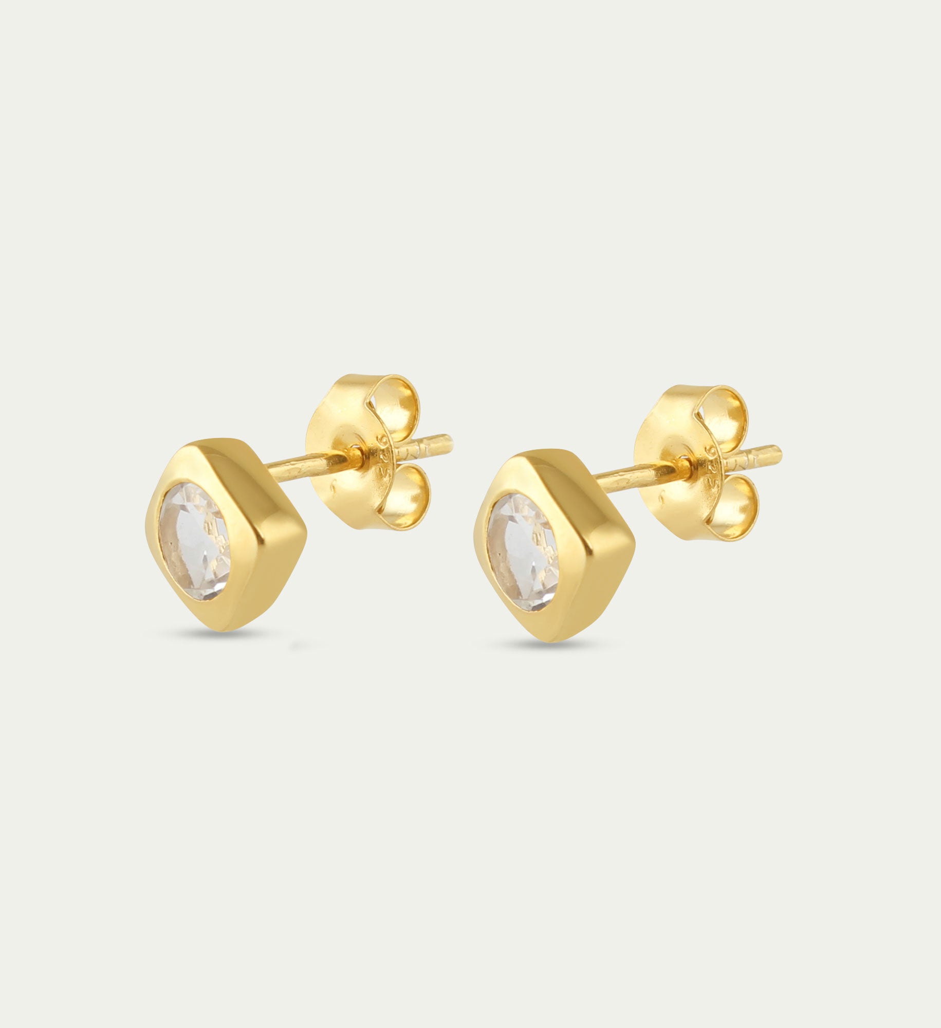 Deco Studs Gold - White Topaz