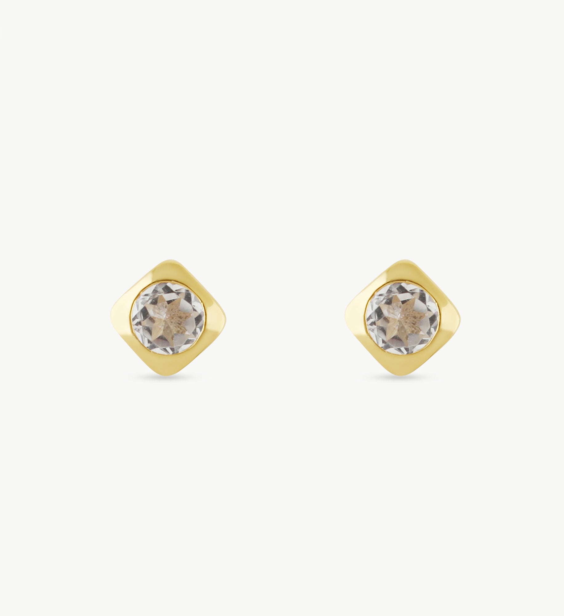 Deco Studs Gold - White Topaz