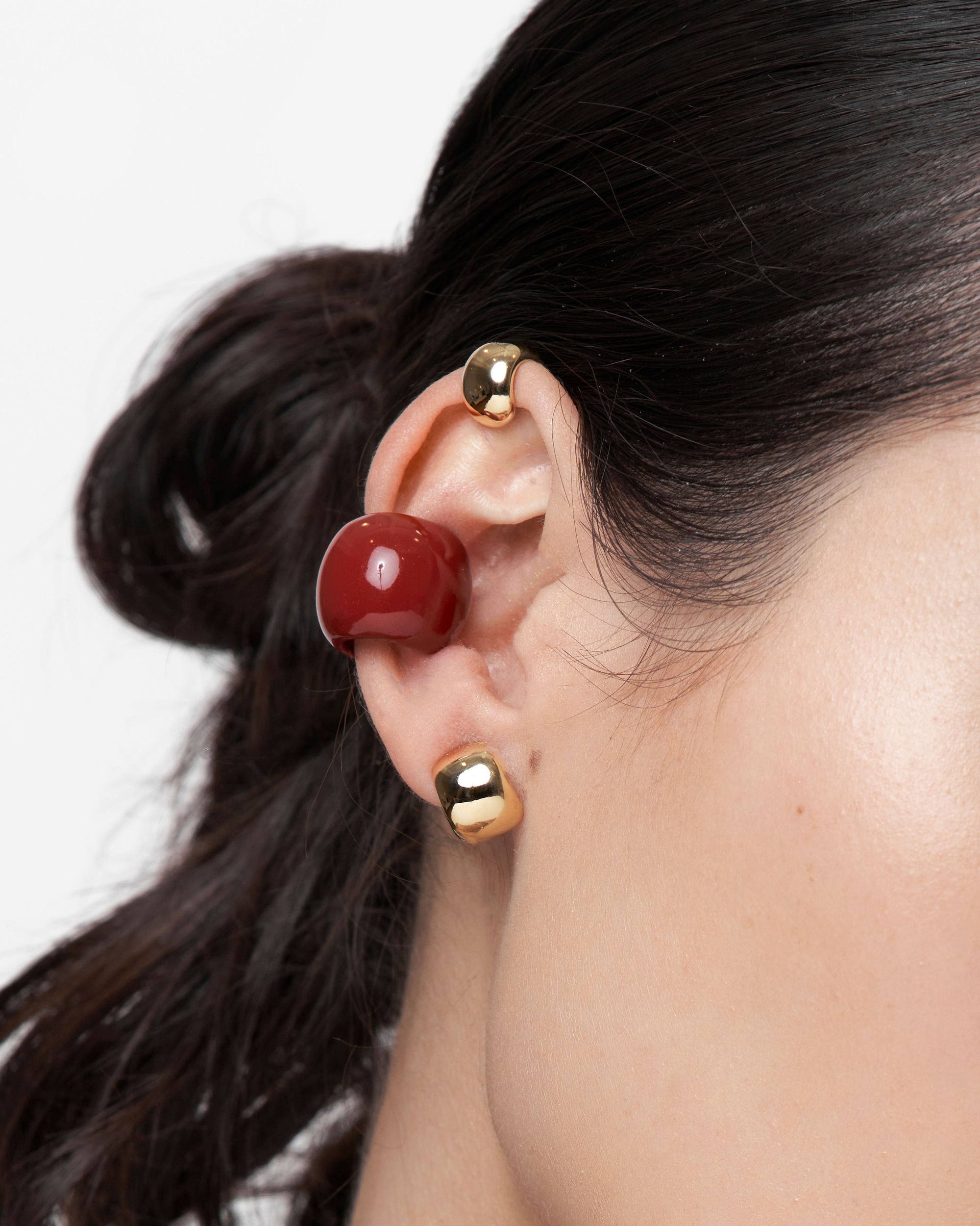 Enamel Ear Cuff - Red Dahlia