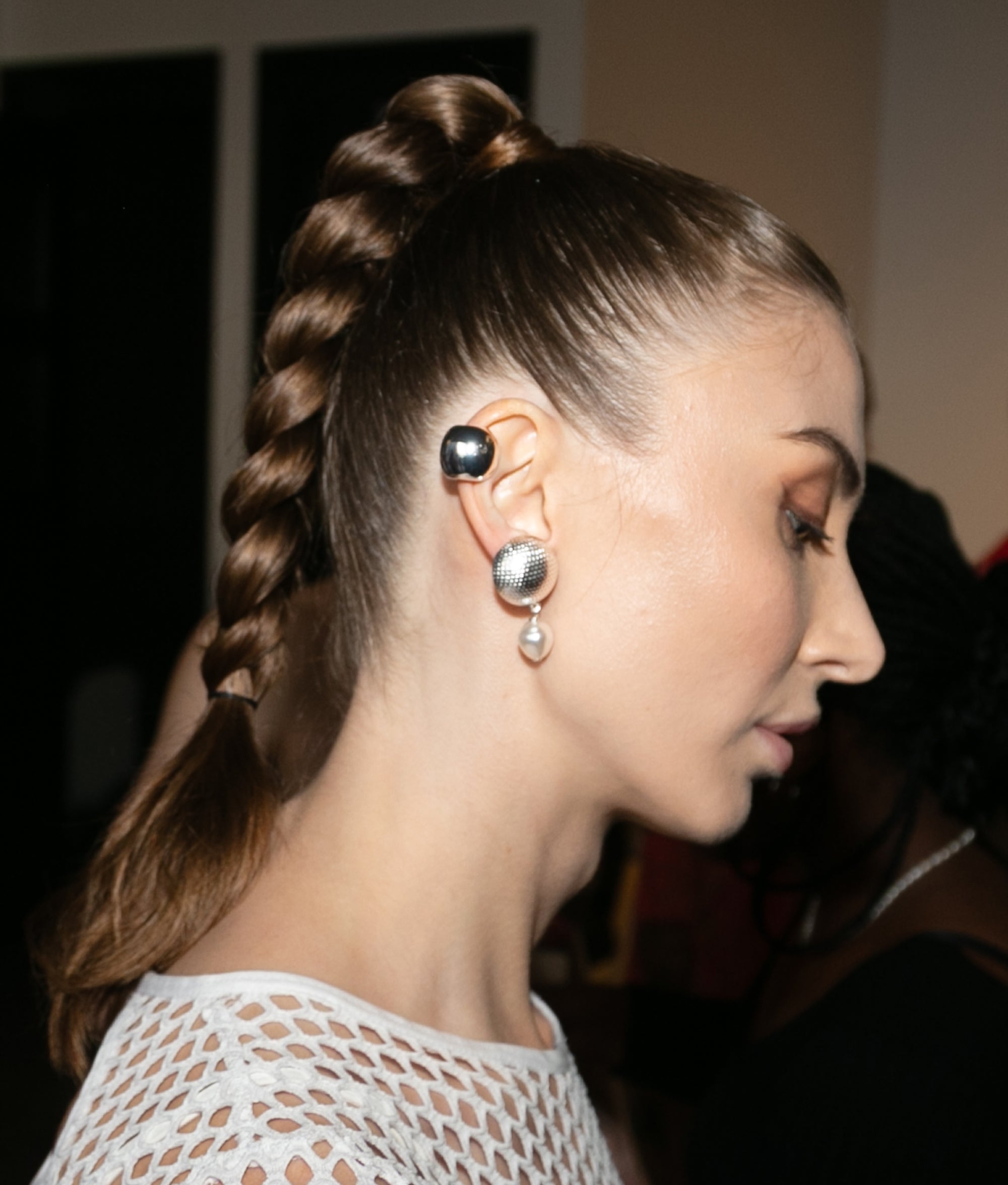 Lara textured drops Silver and White Pearl