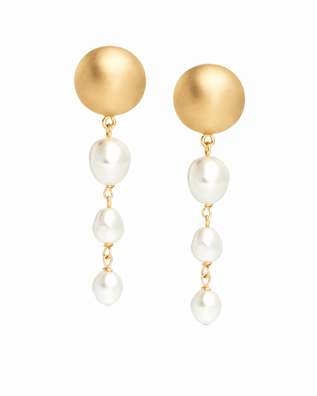 Sol Earrings - Gold & White Pearl