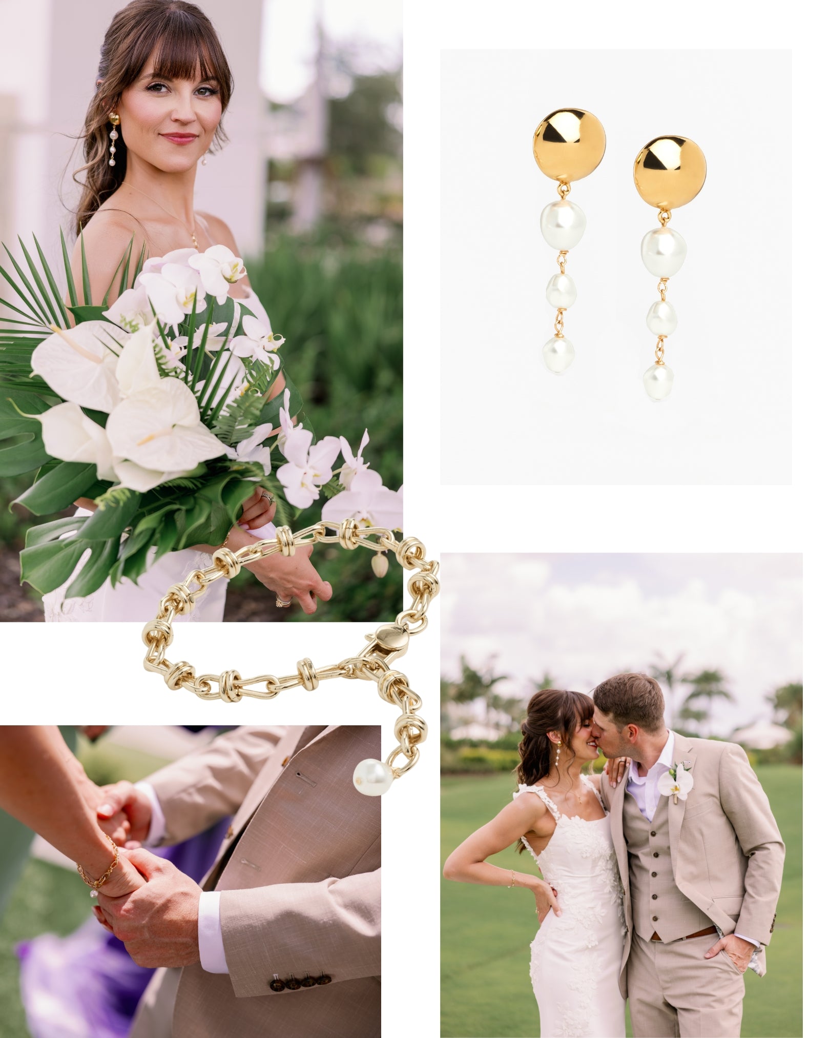 Sol Earrings - Gold & White Pearl