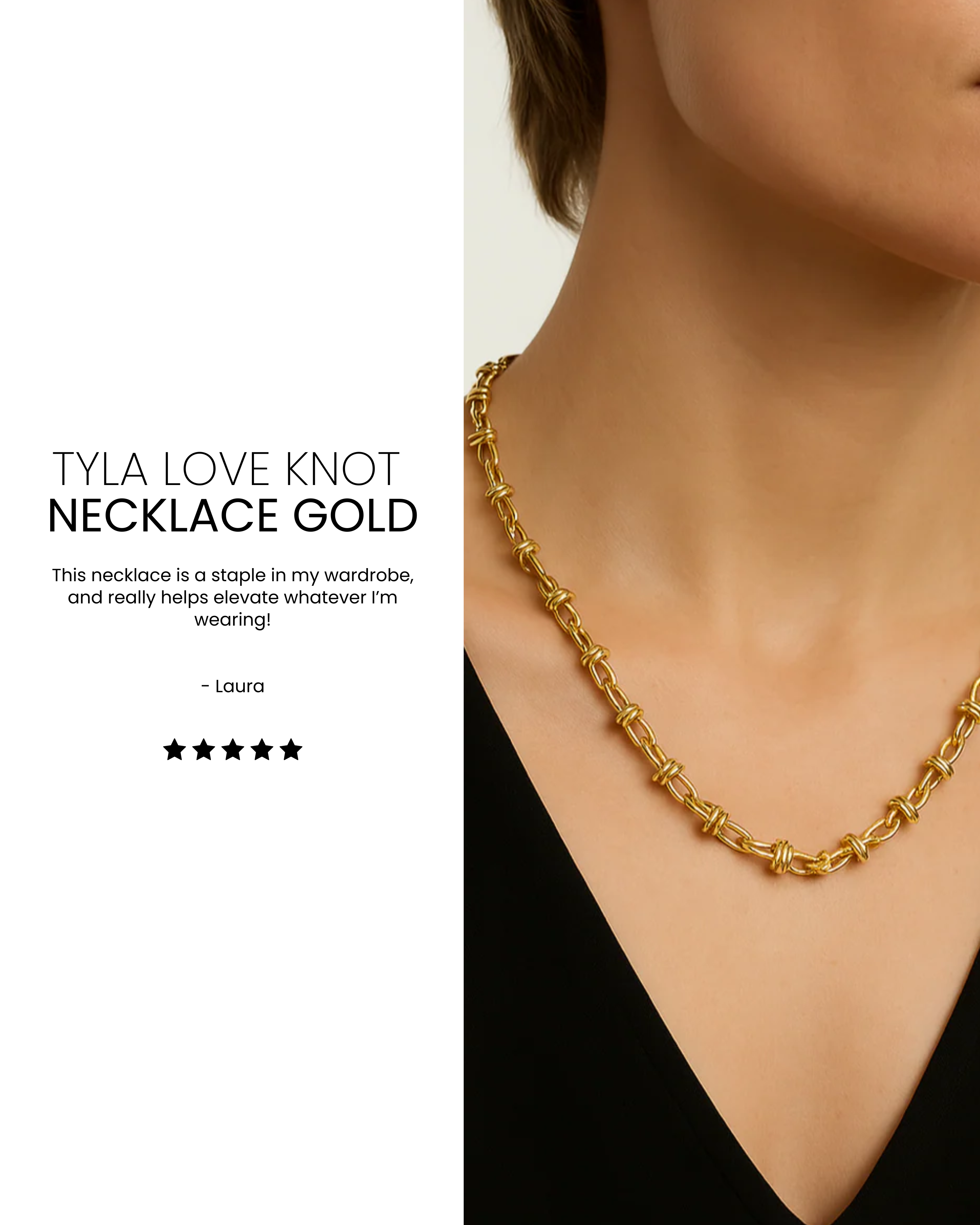 Tyla Love Knot Necklace Gold
