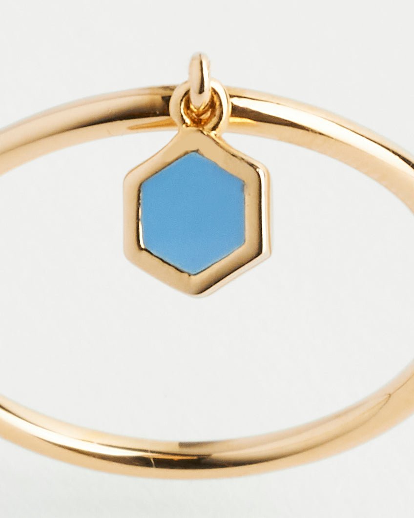 Ellie Ring Azure Blue Enamel - 925 Silver/ 14k Gold Plate - SOPHIE BLAKE NY