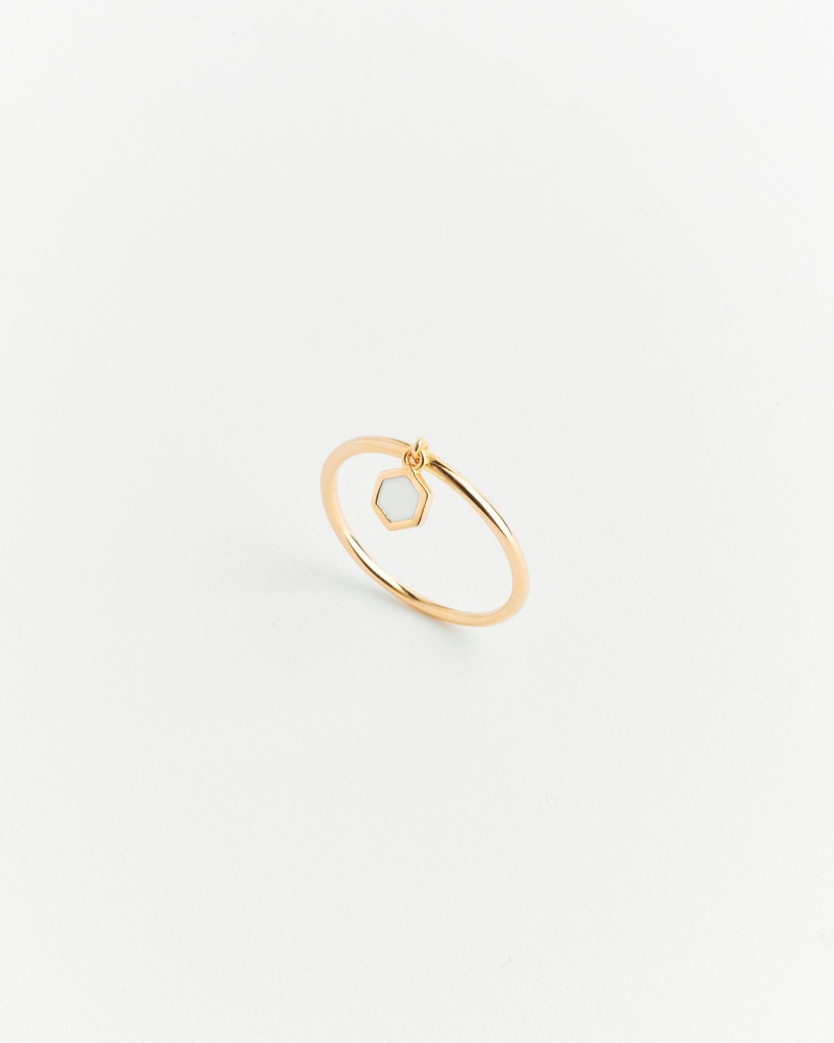 Ellie Ring Ivory Enamel - 925 Silver/ 14k Gold Plate - SOPHIE BLAKE NY