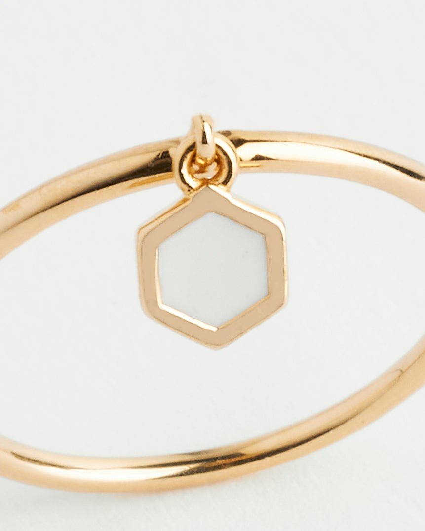 Ellie Ring Ivory Enamel - 925 Silver/ 14k Gold Plate - SOPHIE BLAKE NY