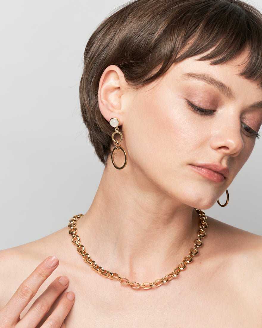 Sirona Earrings Moonstone - 925 Sterling Silver/ 14k Gold Plate - SOPHIE BLAKE NY