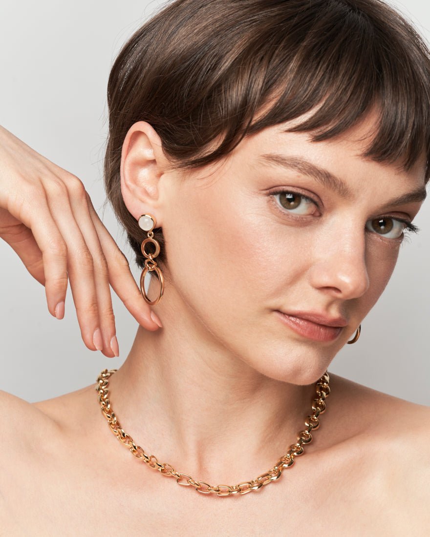 Sirona Earrings Moonstone - 925 Sterling Silver/ 14k Gold Plate - SOPHIE BLAKE NY