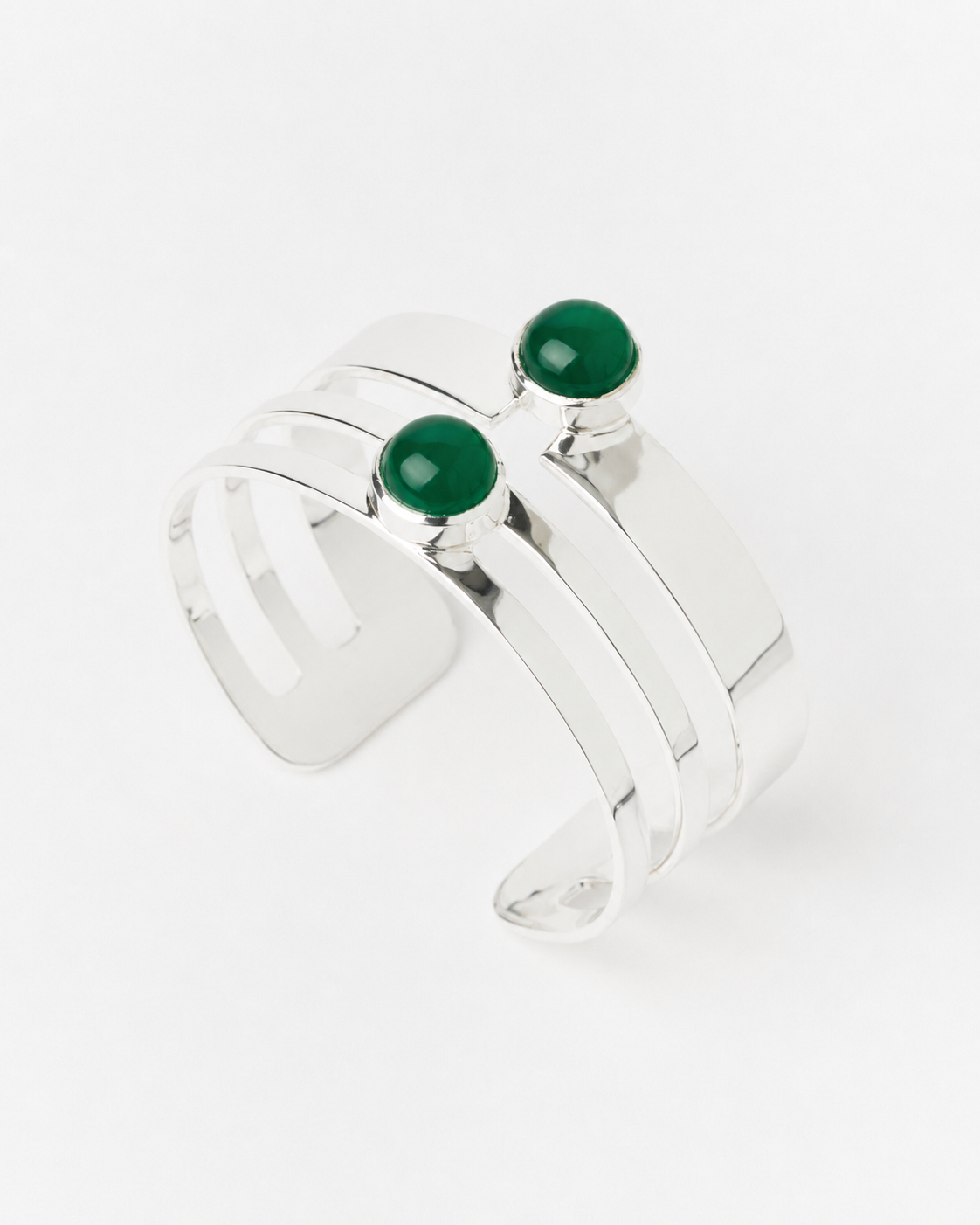 Alice Cuff Silver Green Onyx