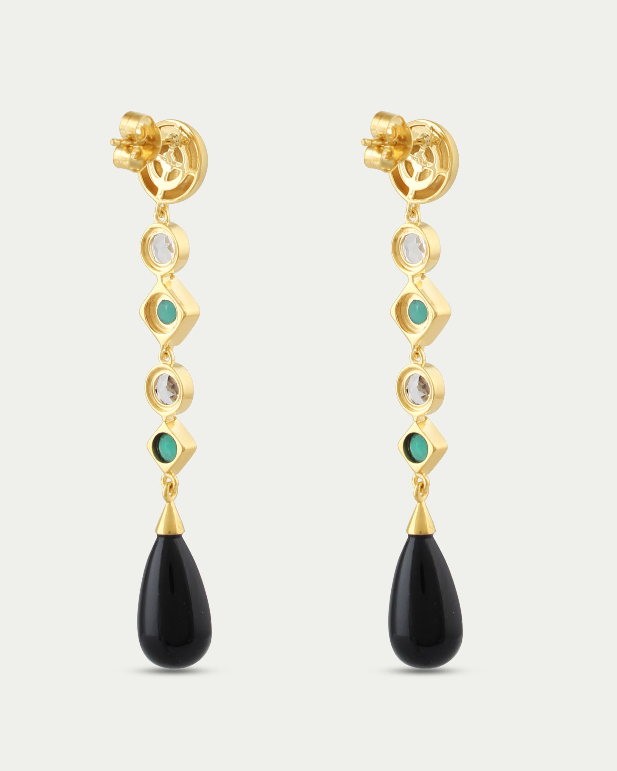 Carmen Deco Drops - Green Onyx & White Topaz