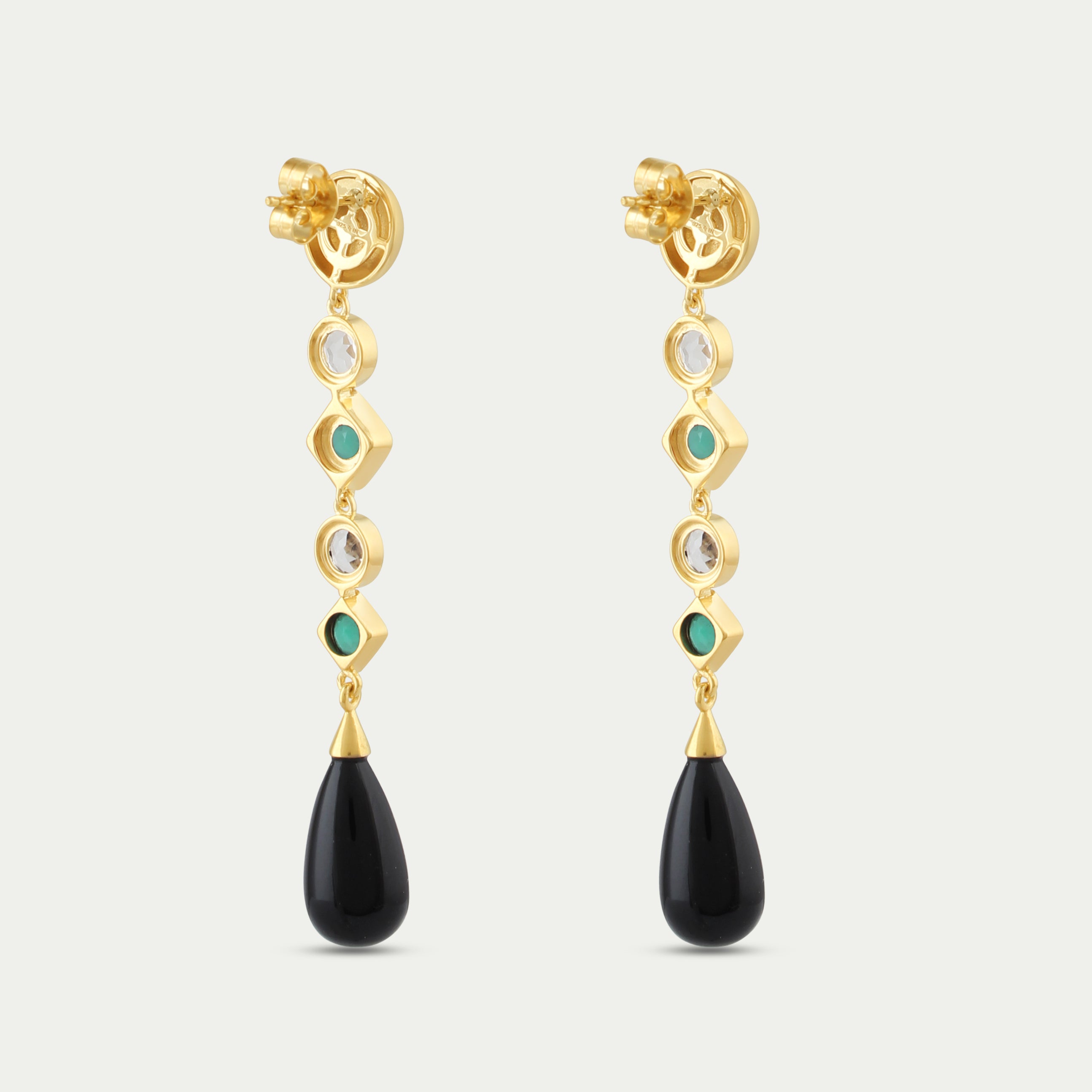 Carmen Deco Drops - Green Onyx & White Topaz