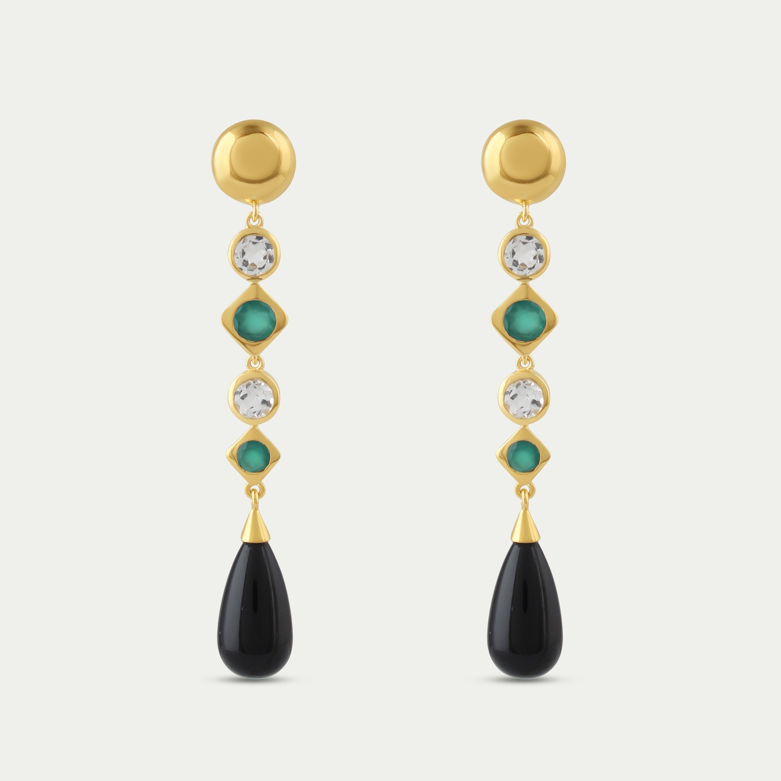 Carmen Deco Drops - Green Onyx & White Topaz