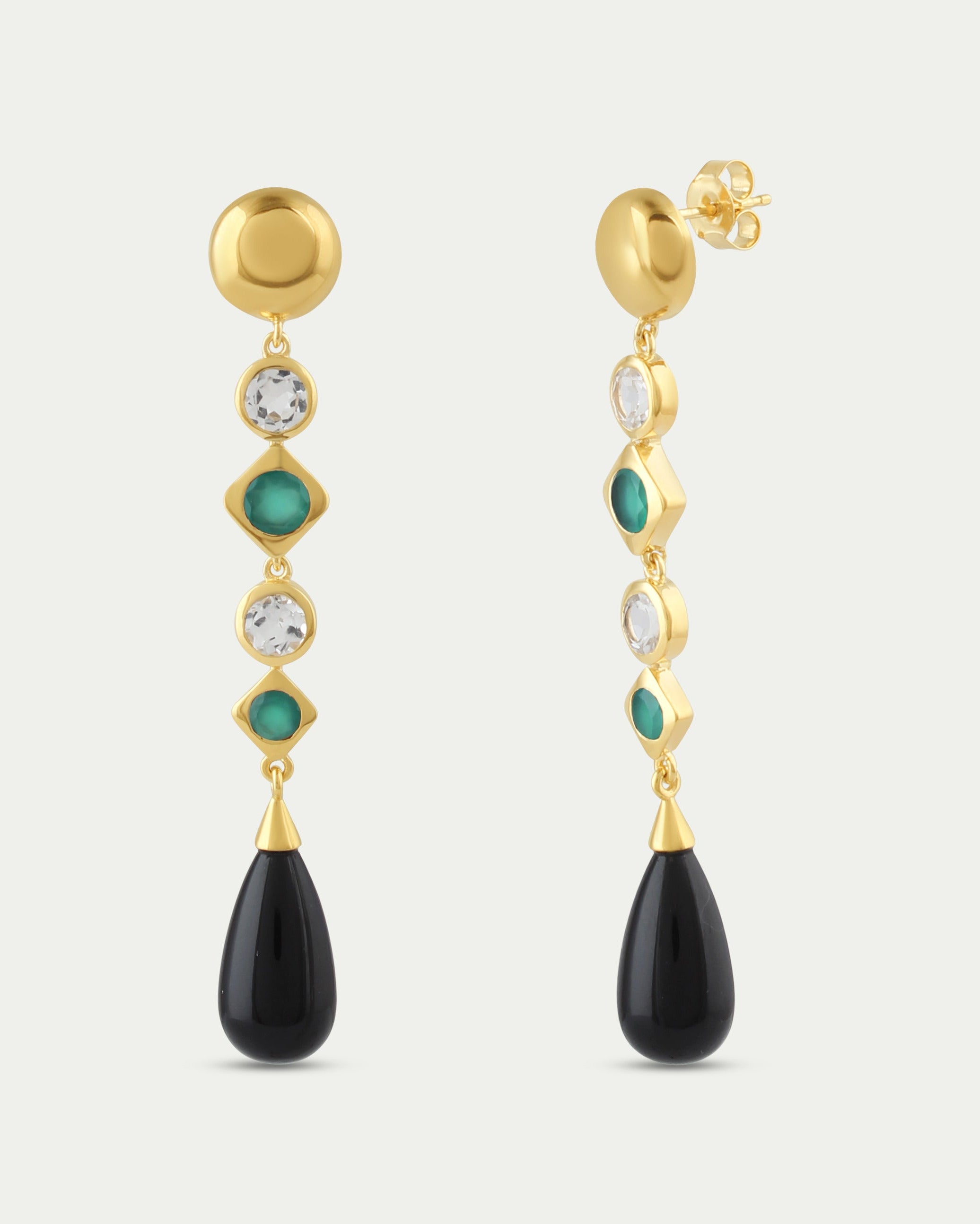 Carmen Deco Drops - Green Onyx & White Topaz