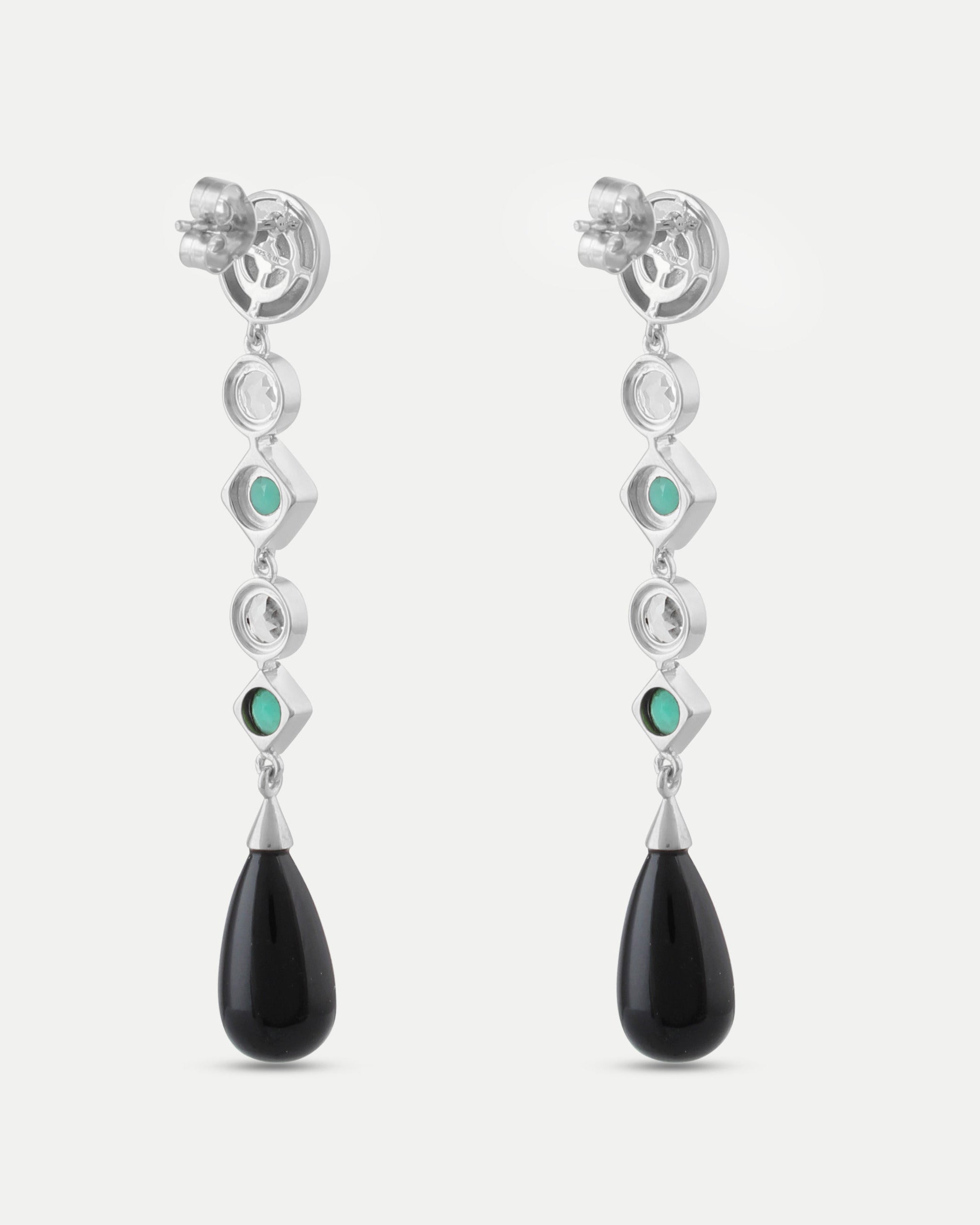 Carmen Deco Drops-Silver-Green Onyx & White Topaz