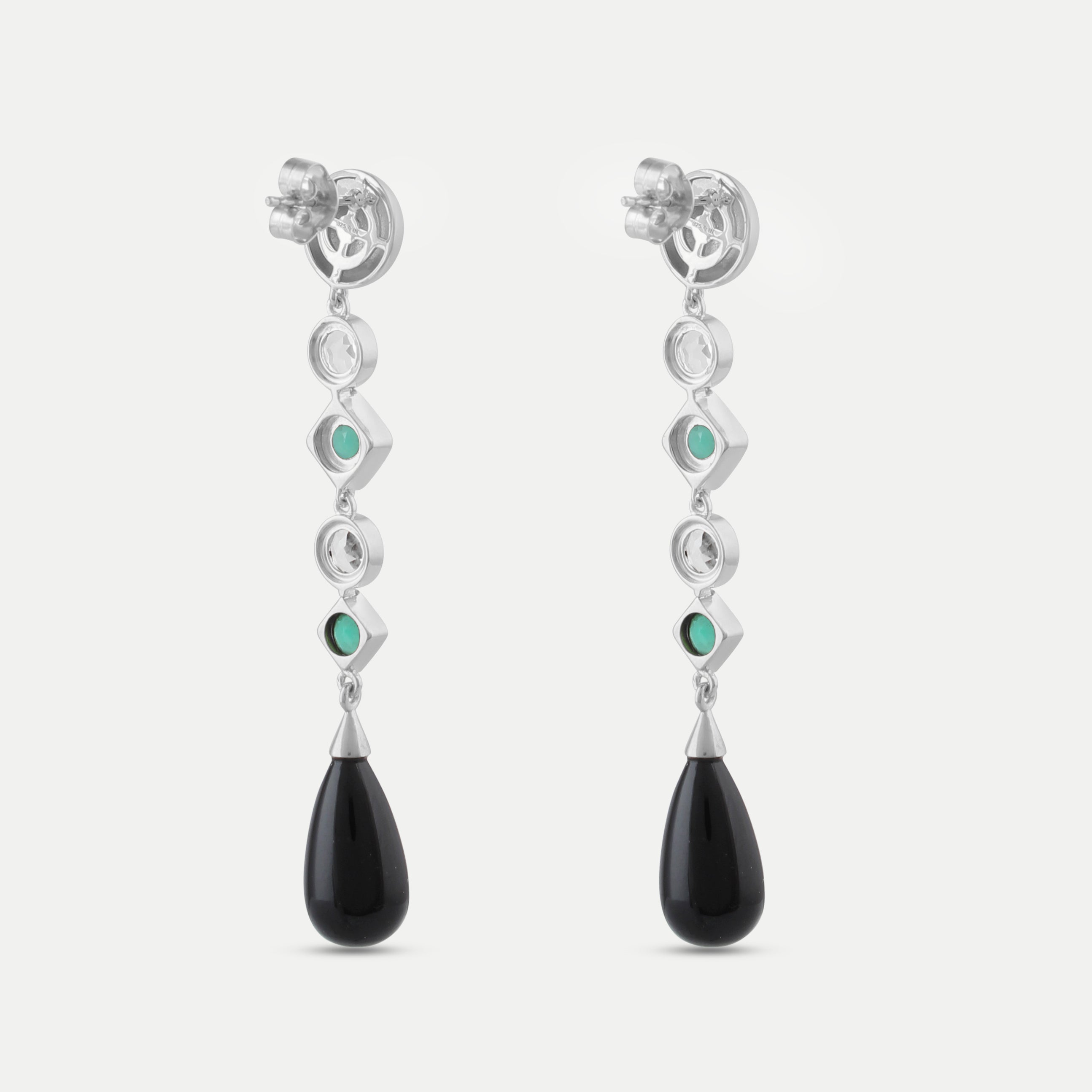 Carmen Deco Drops-Silver-Green Onyx & White Topaz