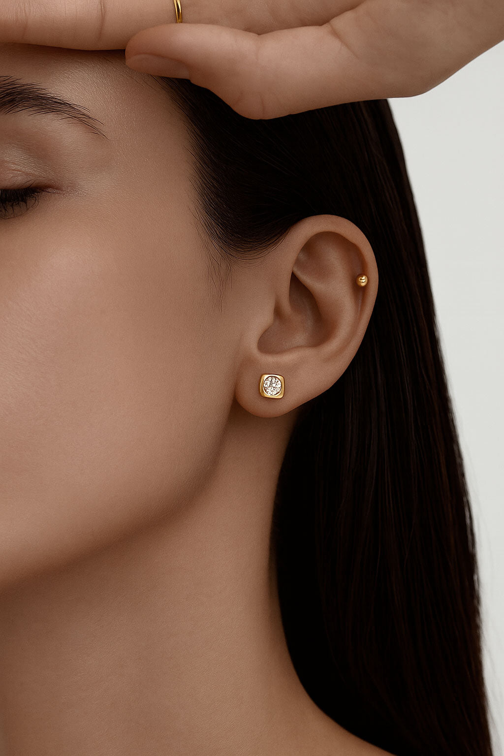 Deco Studs Gold - White Topaz