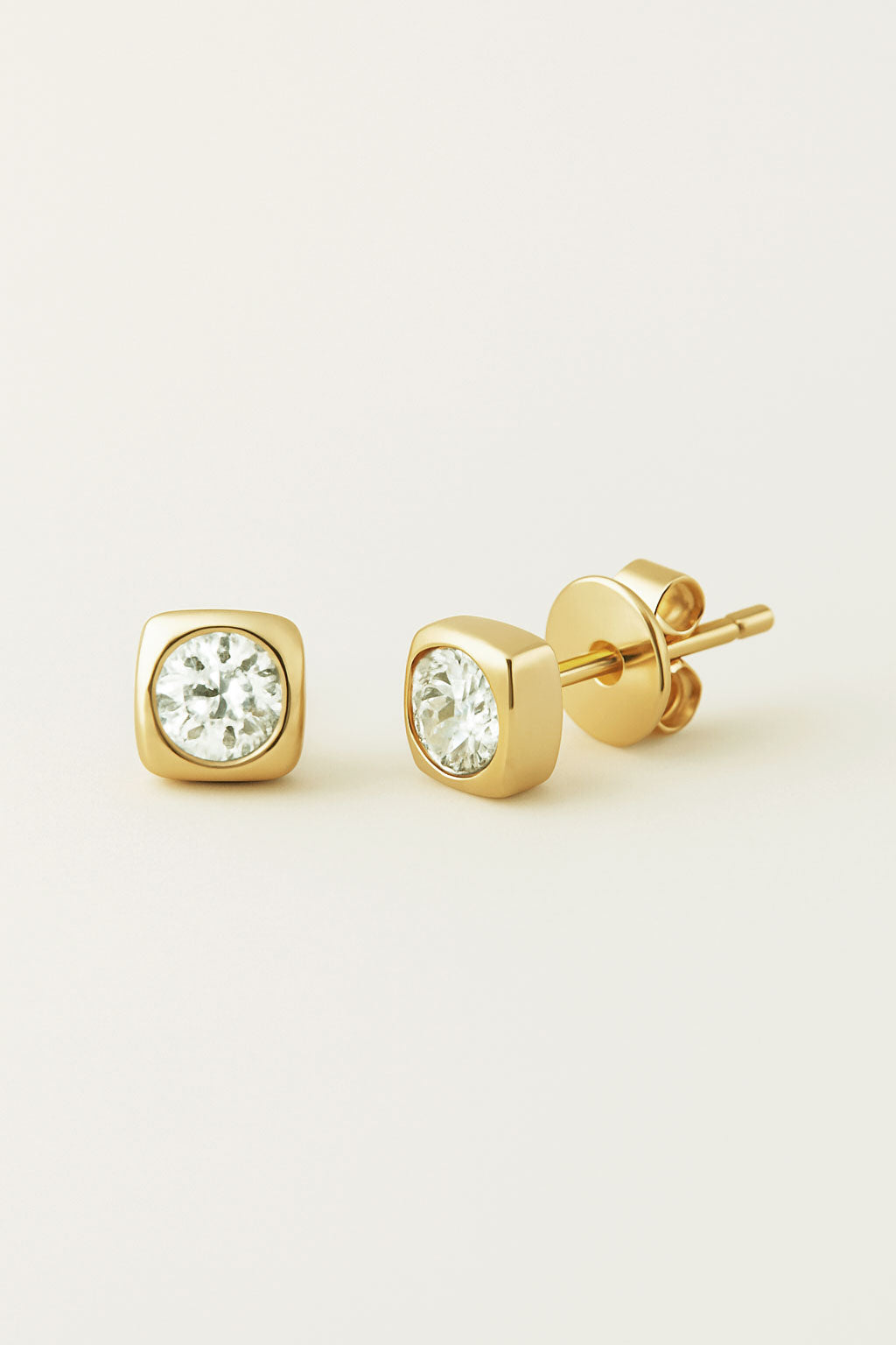 Deco Studs Gold - White Topaz