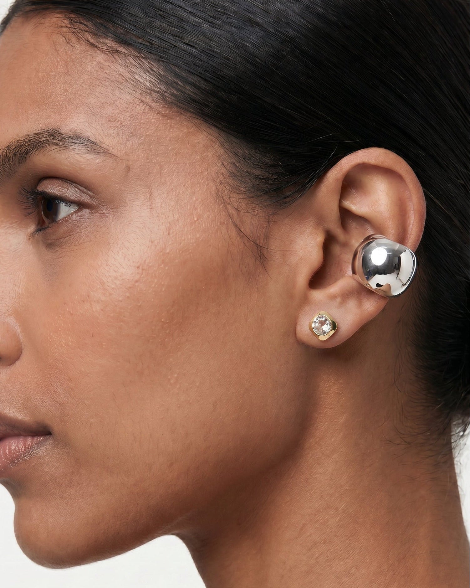 Deco Studs Gold - White Topaz