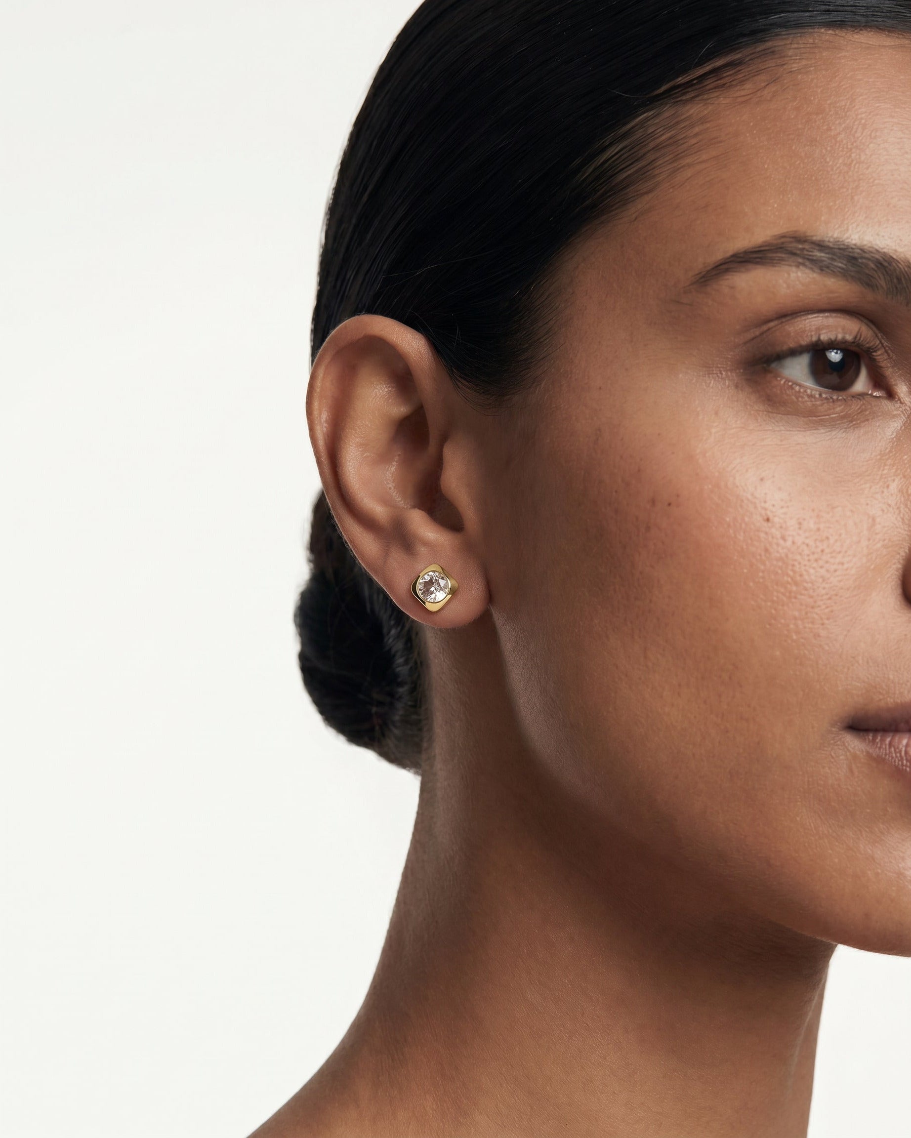 Deco Studs Gold - White Topaz