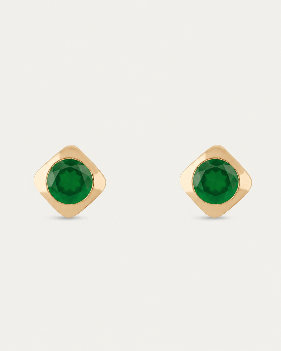 Deco Studs Gold - Green Onyx