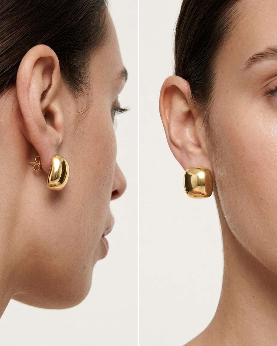Kathleen Pillow Earrings – Sculptural Gold Stud Earrings