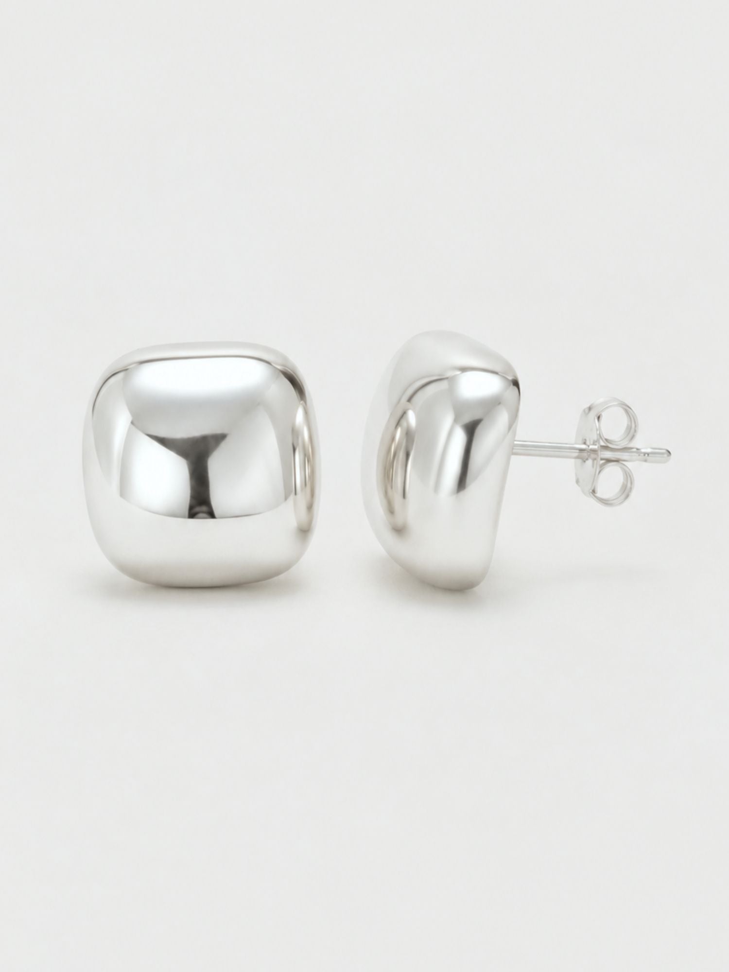 Kathleen Pillow Earrings – Sculptural Silver Stud Earrings