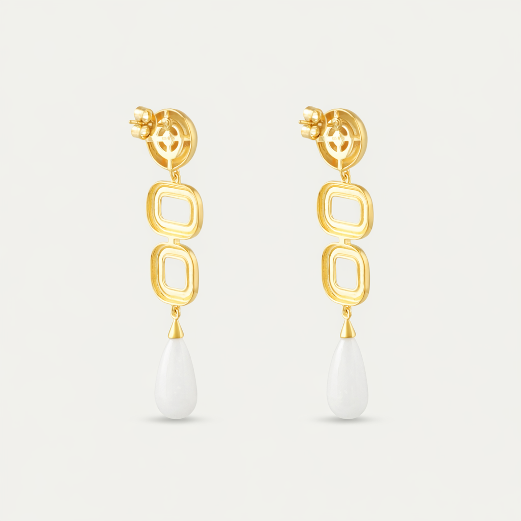 Marcela Earrings - White Agate