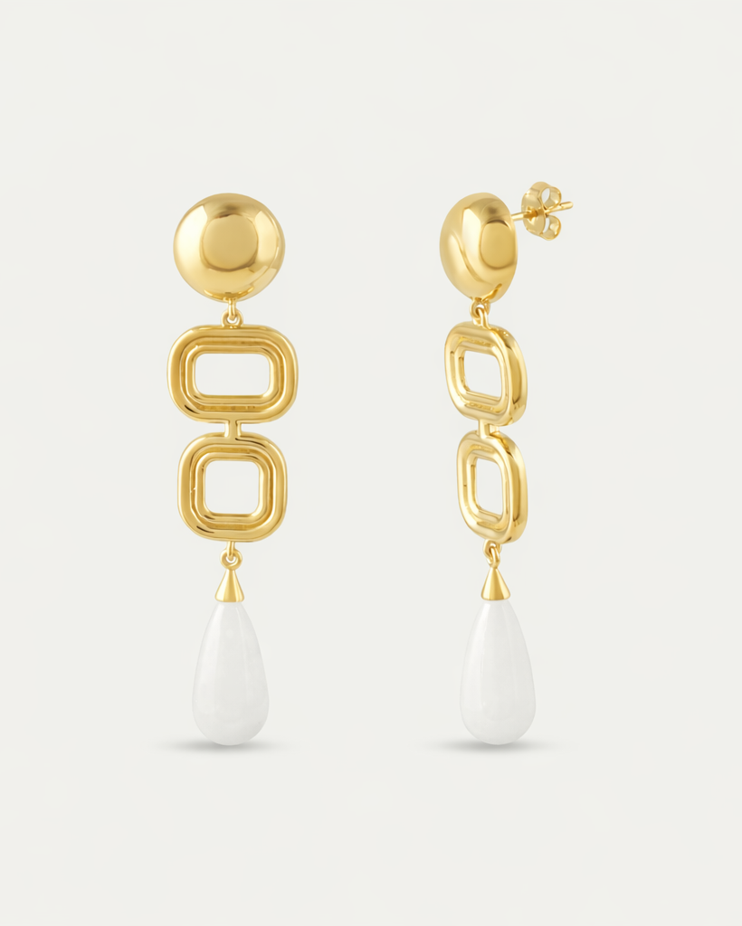 Marcela Earrings - White Agate