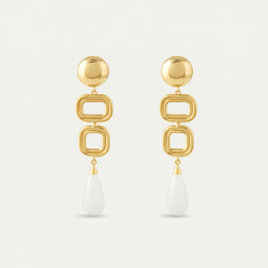 Marcela Earrings - White Agate