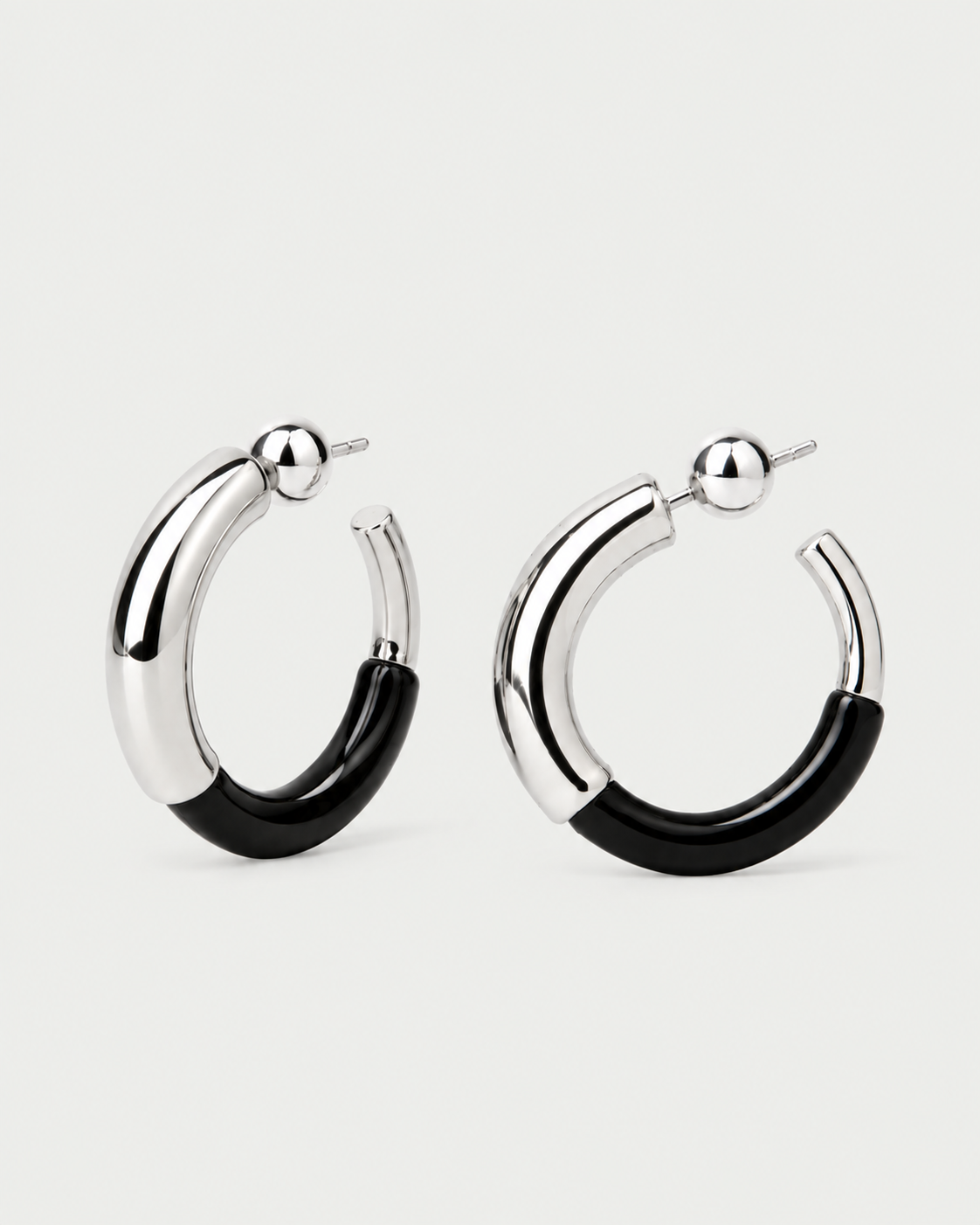 Maggie Hoops - Silver & Black Onyx