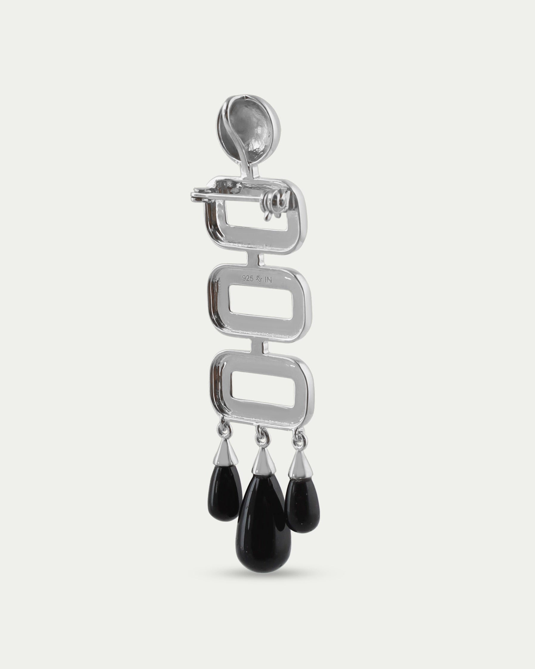 Marcela Brooch - Deco Onyx Brooch/Pendant Silver