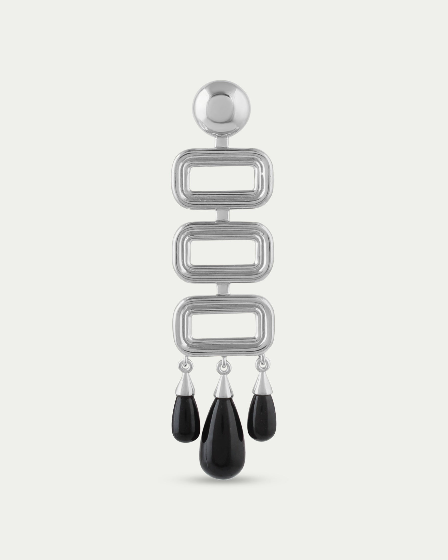 Marcela Brooch - Deco Onyx Brooch/Pendant Silver
