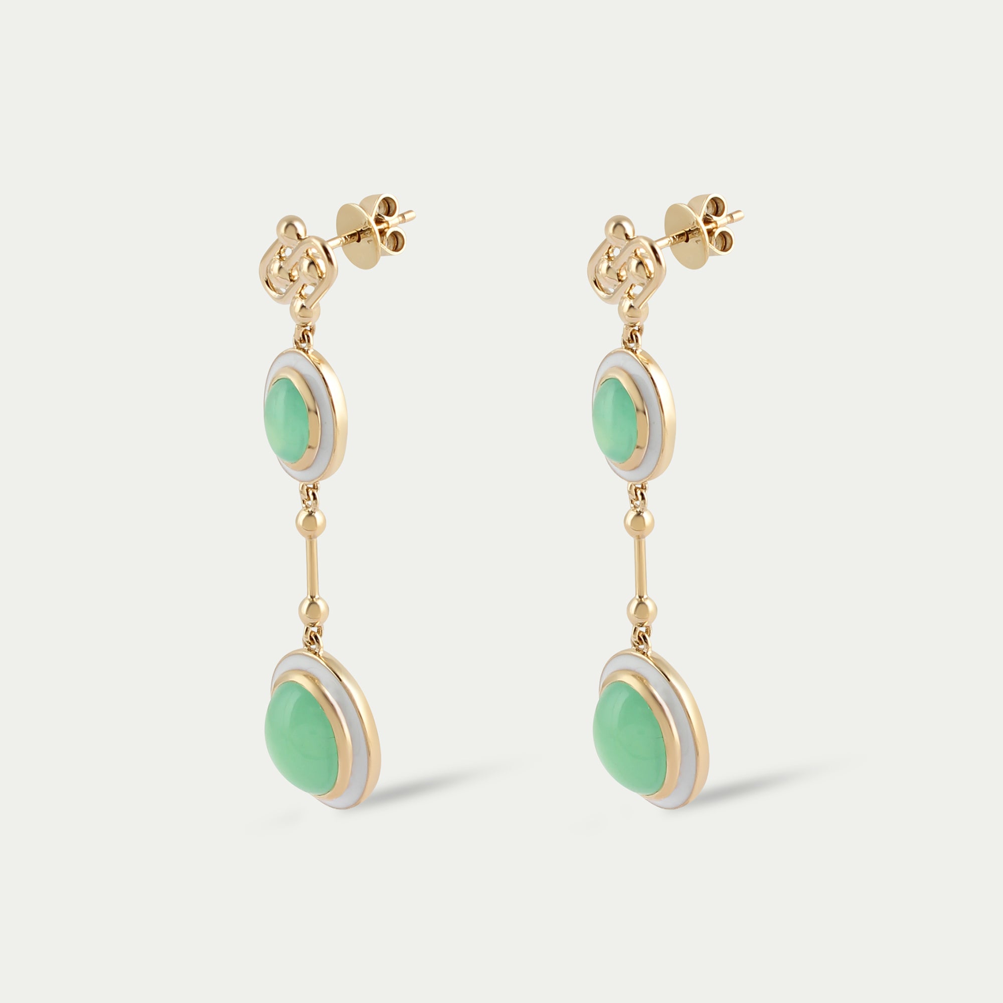 Neda Earrings Green Chrysopase 14k yellow gold